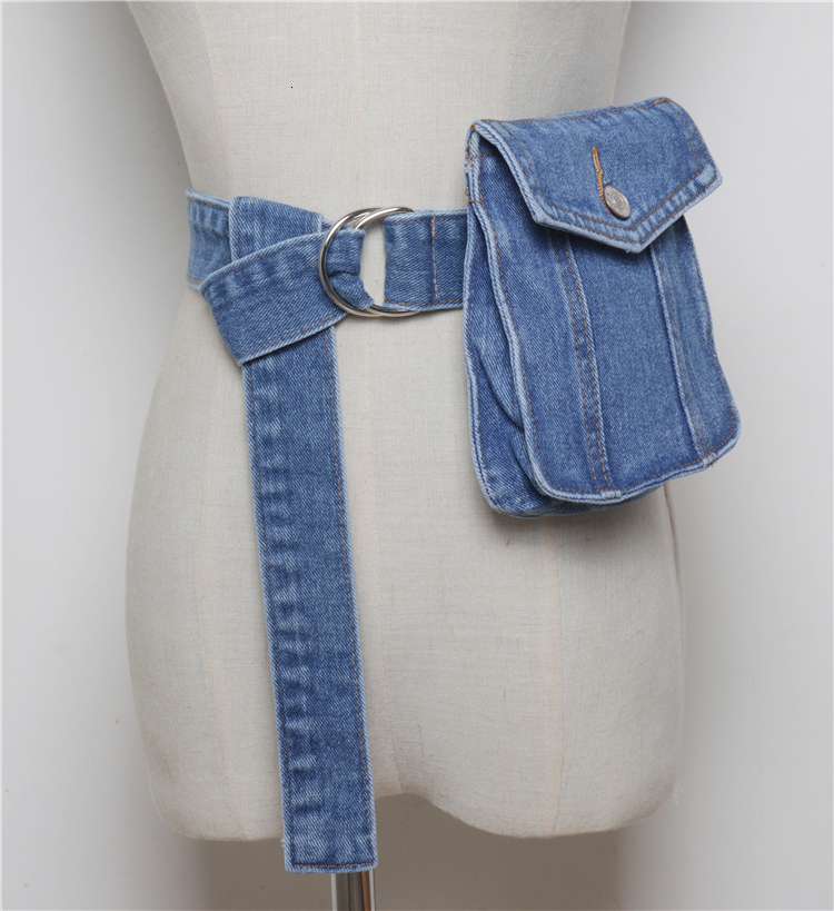 Waist Bags Adjustable Denim Fabric Pack Vintage European Washed Jean band Summer Belts WIth Phone 230323