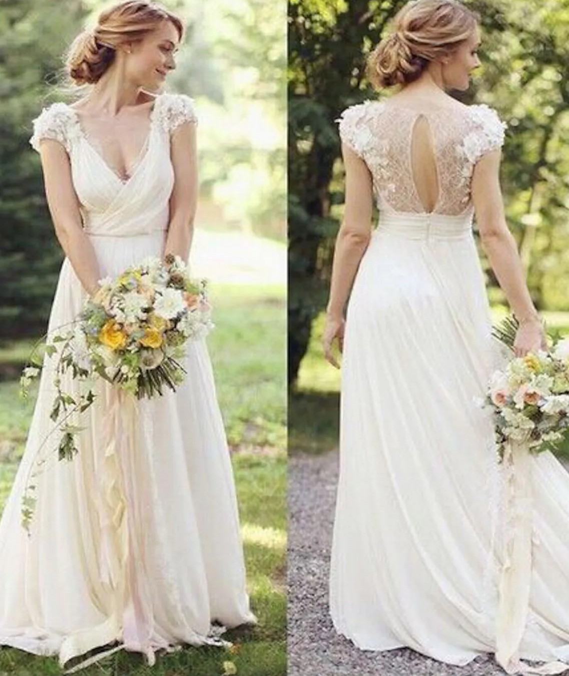 Beach Open Back Wedding Dress 2023 A-Line Cap Sleeve V Neck Lace Appliques Boho Bridal Gowns Women Summer Sexy Robe de Mariage