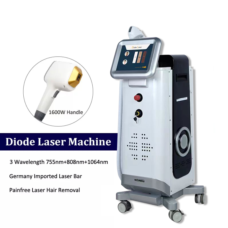 Laser diode Hair Removal Therapy skin rejuvenation 755nm 808nm 1064nm Triple Wavelength 1600W big spot
