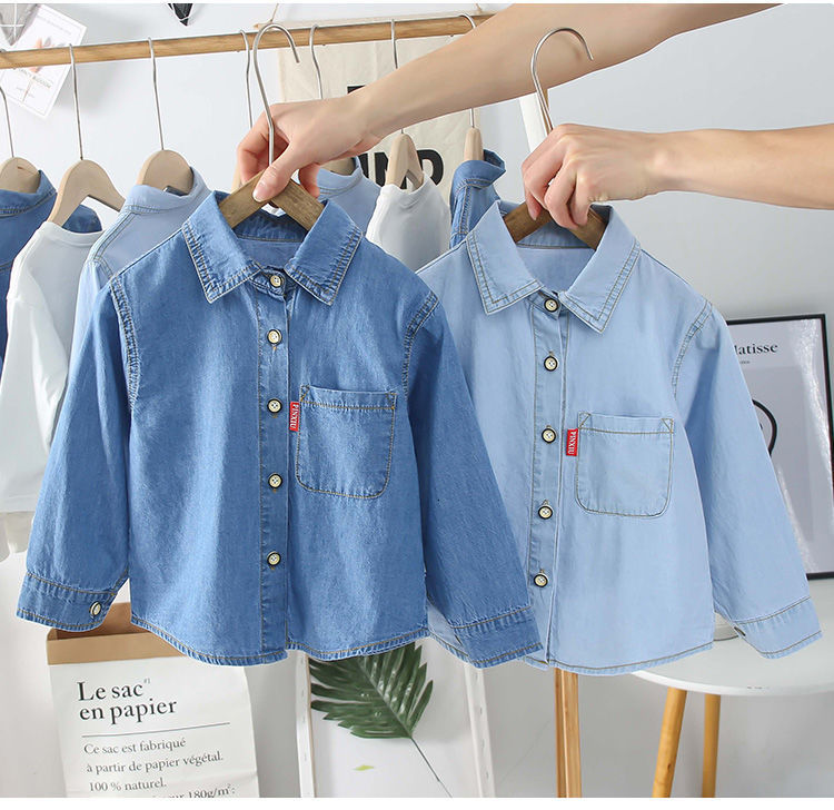 Kids Shirts baby kids Boys cotton summer denim coats children's spring autumn tops clothes baby boys sun proof clothes baby shirts P4853 230323
