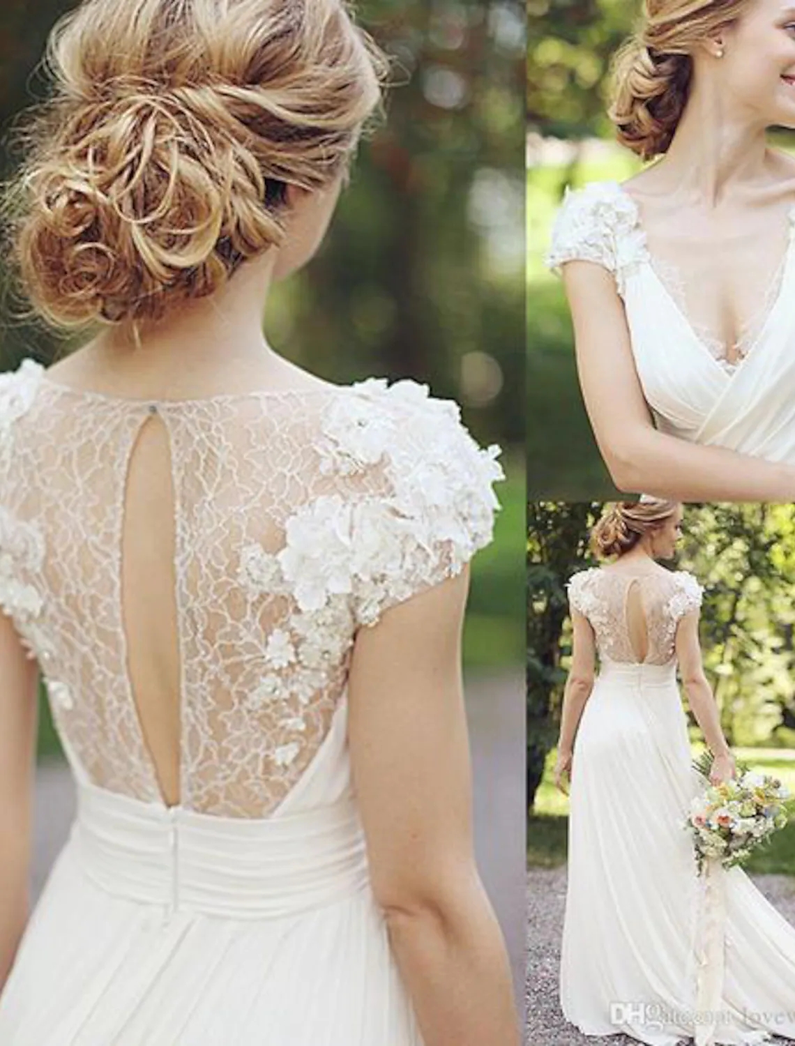 Beach Open Back Wedding Dress 2023 A-Line Cap Sleeve V Neck Lace Appliques Boho Bridal Gowns Women Summer Sexy Robe de Mariage
