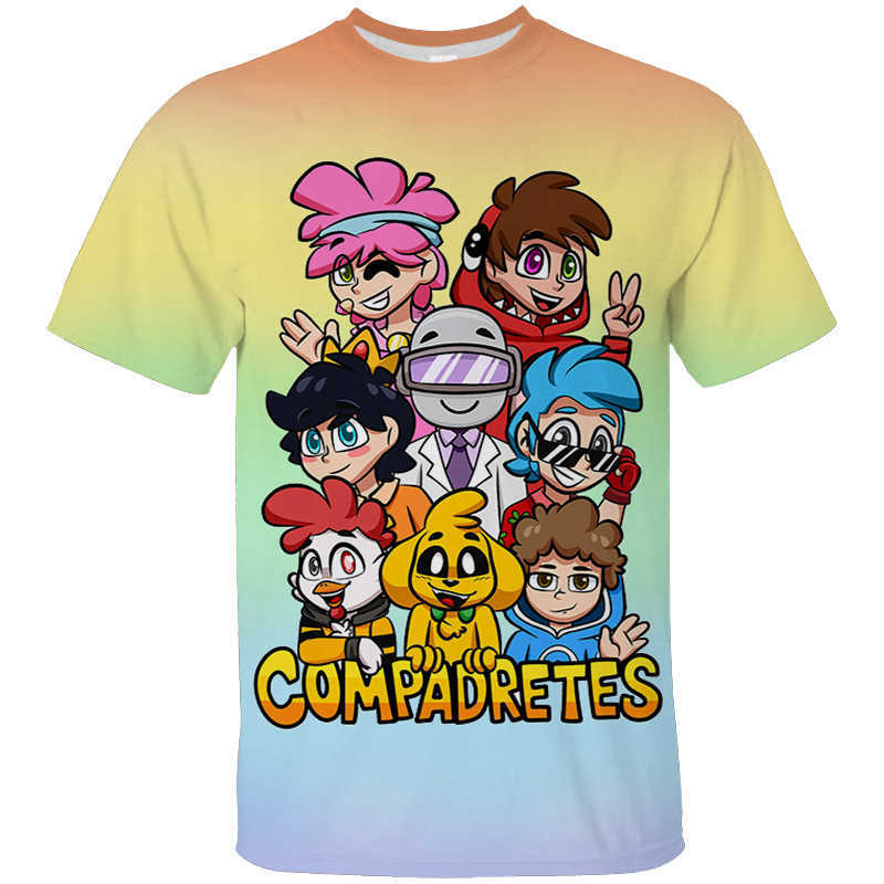 Men's T-Shirts Funny Mikecrack T-shirt Children 3D Cartoon Tee Tops Kawaii O-Neck T Shirt Los Compas Anime Streetwear Compadretes Tshirt Summer W