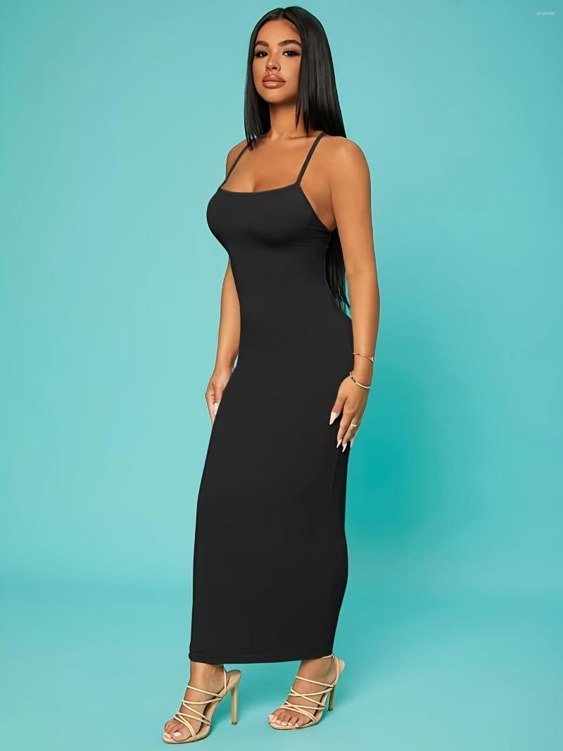 Casual Dresses Women's Skinny Sleeveless Dress Stretchy Solid Backless Mini Strap Clothing