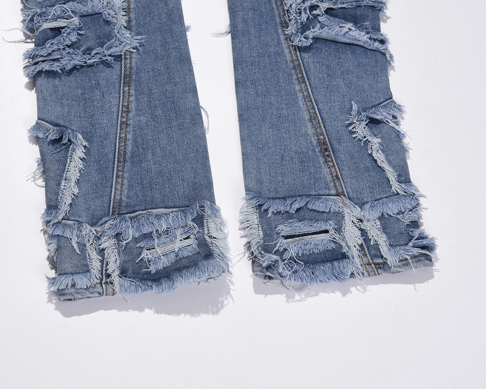 Mens Jeans Iins high street hiphop heavy industry destruction hole patch blue jeans Y2K trendy mens knife cut old trousers 230323