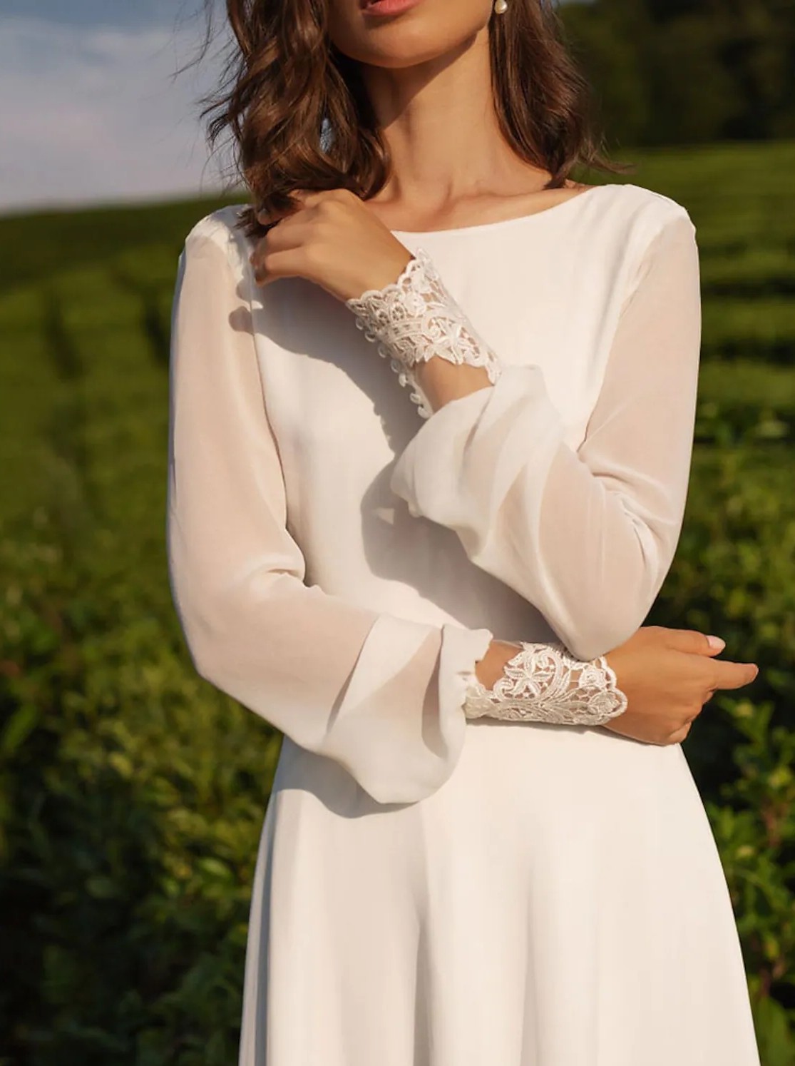 Beach Open Back Wedding Dress 2023 A-Line Long Sleeves Lace Appliques Chiffon Bridal Gowns Women Summer Sexy Robe de Mariage
