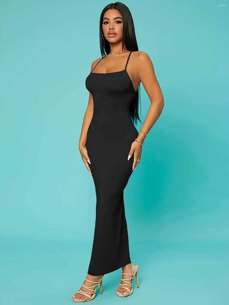 Casual Dresses Women's Skinny Sleeveless Dress Stretchy Solid Backless Mini Strap Clothing