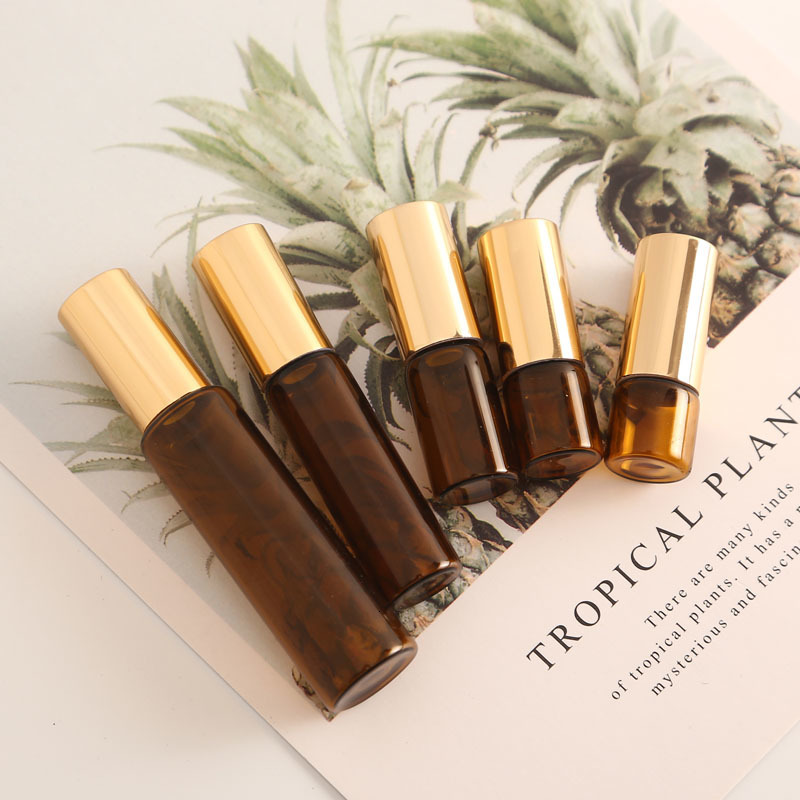 Perfume Bottle 100pcs 1ML2ML 3ML 5ML Amber Rollon Roller Bottle for Essential Oils Refillable Perfume Bottle Deodorant Containers 230323