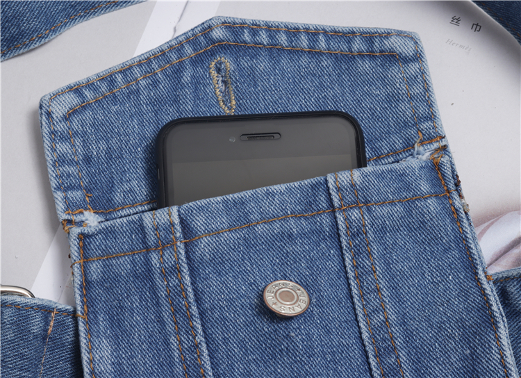 Waist Bags Adjustable Denim Fabric Pack Vintage European Washed Jean band Summer Belts WIth Phone 230323