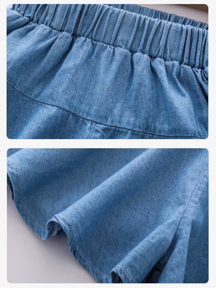 Clothing Sets Girls Clothing Sets Summer Fashion Lapel Sleeveless Tops and Shorts Sets Teen Kids Clothes Suit Children Denim Girls Tracksuit AA230322