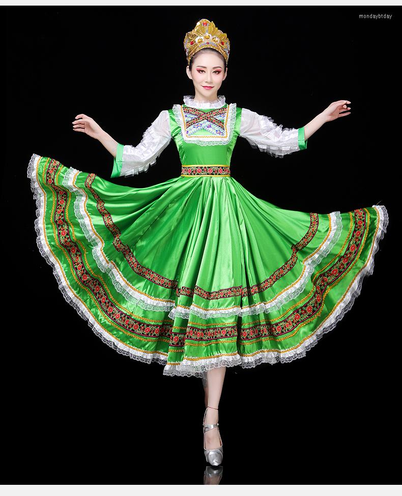 Russian Folk Classical Dance Dress | Custom-Made Green European Court Princess Maid Stage Performance