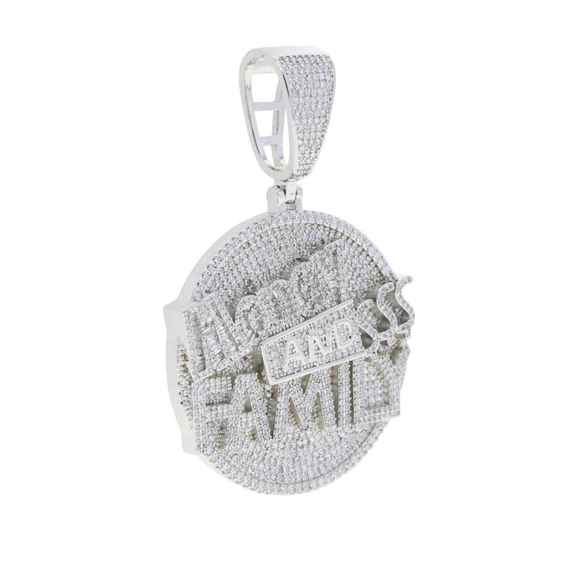 Men Women Hip Hop Round Pendant Necklace with Rope Chain Iced Out Bling 5A Cubic Zirconia Necklaces Fashion Charm Jewelry