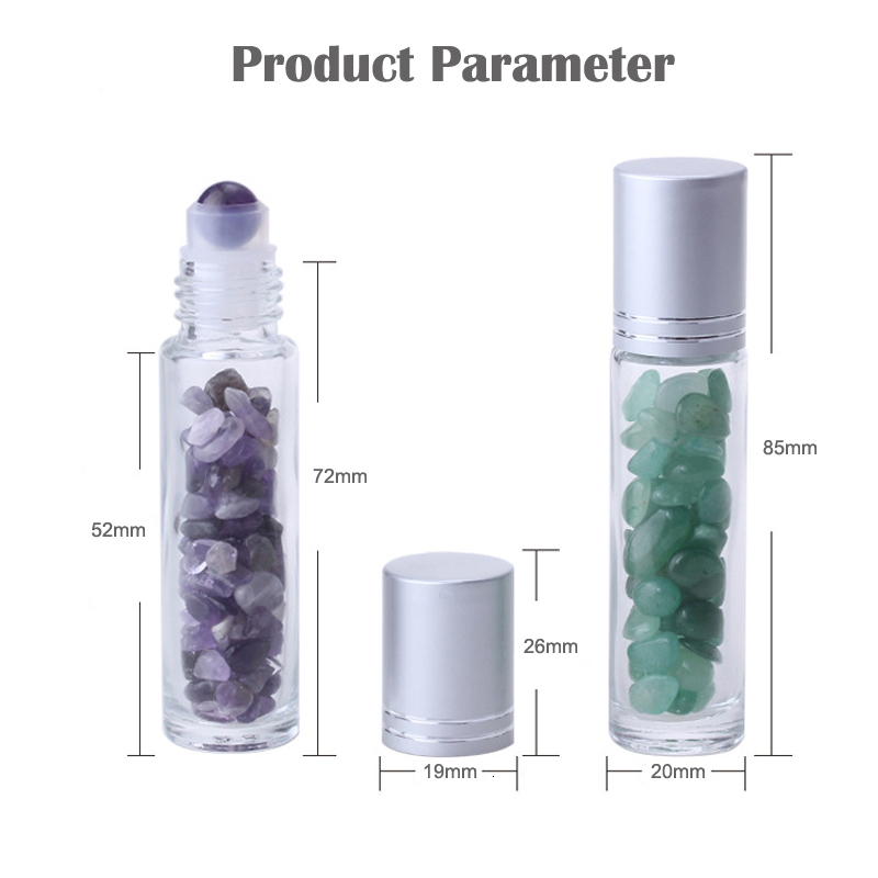 Perfume Bottle 10PCS Glass 10ml Refillable Roll On Bottles for Essential Oil Perfume Bottle Natural Stone Roller Ball Packaging Container Empty 230323
