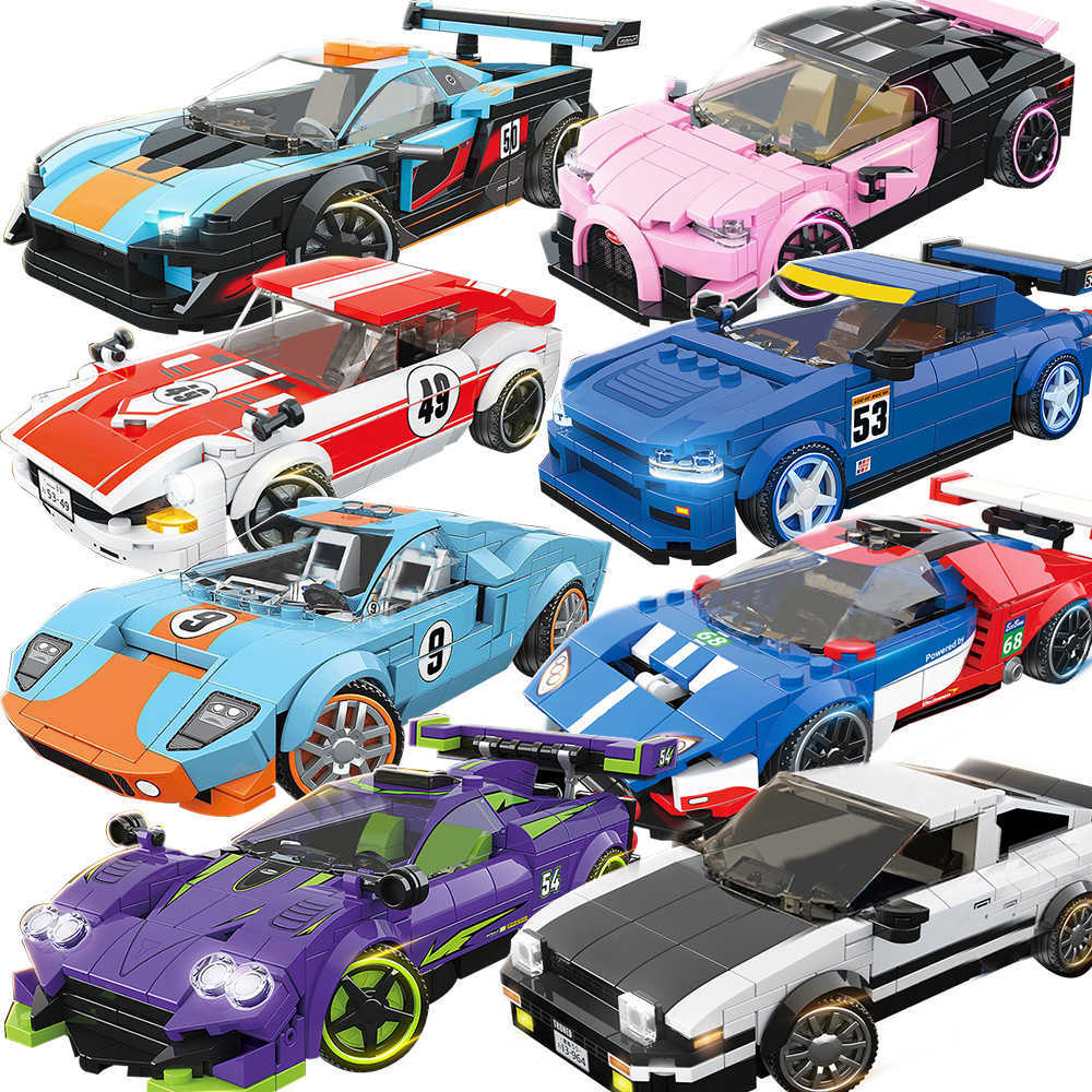 Model Building Kits City Car Vehicle Speed Champion Racer Building Blocks Brick Racing Super Technique Car Moc Creative Garage Set Educational Toys
