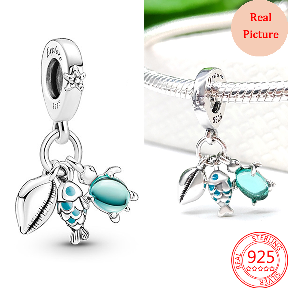 New Popular 925 Sterling Silver My Pet Cat Blue Sea Enamel Hi Kitty Dangle Charm Fit S925 Snake Bracelet Fine Jewelry