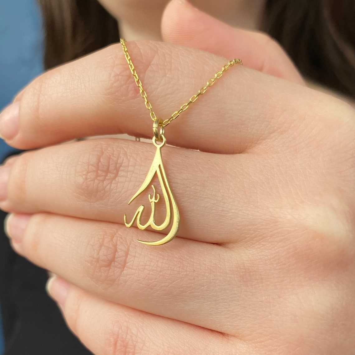 Pendant Necklaces Tiny Heart Allah Necklaces For Women Islamic Jewelry Stainless Steel Arabic Qur'an Letters Choker Gift for Muslims Collier Femm