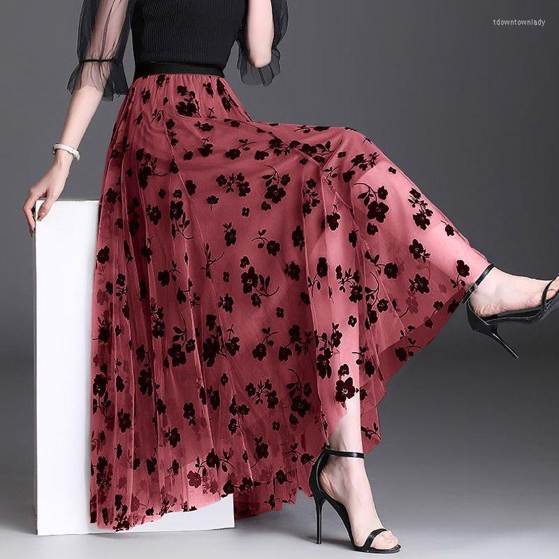 Skirts Flocking Floral Pirnted Long Mesh Skirt Women 2023 High Waist Max Pleated Tutu Tulle Gauze Female Jupe Longue, Black
Skirts Flocking Floral Pirnted Long Mesh Skirt Women 2023 High Waist Max Pleated Tutu Tulle Gauze Female Jupe Longue, Black