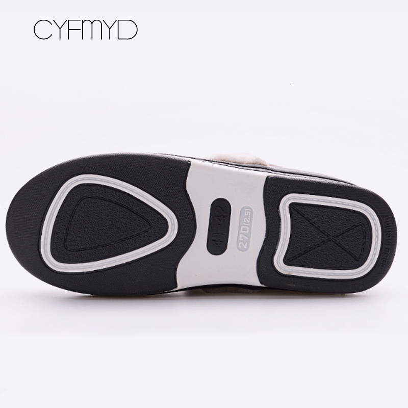Slippers Men's Slippers Home Winter Indoor Warm Shoes Thick Bottom Plush Waterproof Leather House Slippers Man Cotton Shoes 230323