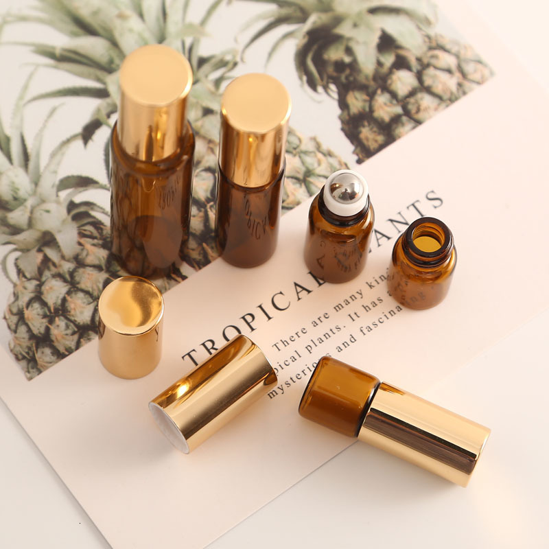 Perfume Bottle 100pcs 1ML2ML 3ML 5ML Amber Rollon Roller Bottle for Essential Oils Refillable Perfume Bottle Deodorant Containers 230323