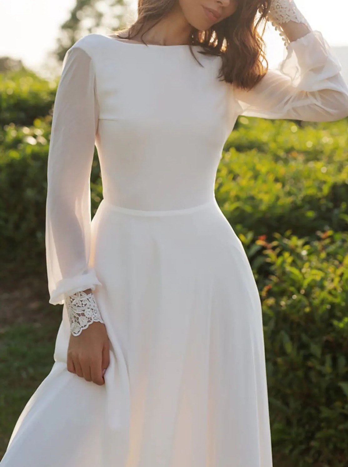 Beach Open Back Wedding Dress 2023 A-Line Long Sleeves Lace Appliques Chiffon Bridal Gowns Women Summer Sexy Robe de Mariage