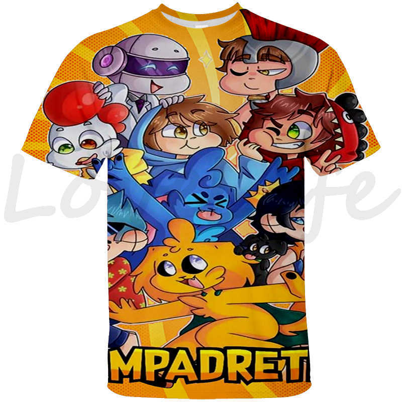 Men's T-Shirts Funny Mikecrack T-shirt Children 3D Cartoon Tee Tops Kawaii O-Neck T Shirt Los Compas Anime Streetwear Compadretes Tshirt Summer W