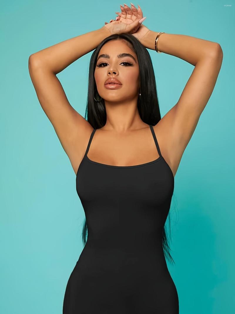 Casual Dresses Women's Skinny Sleeveless Dress Stretchy Solid Backless Mini Strap Clothing