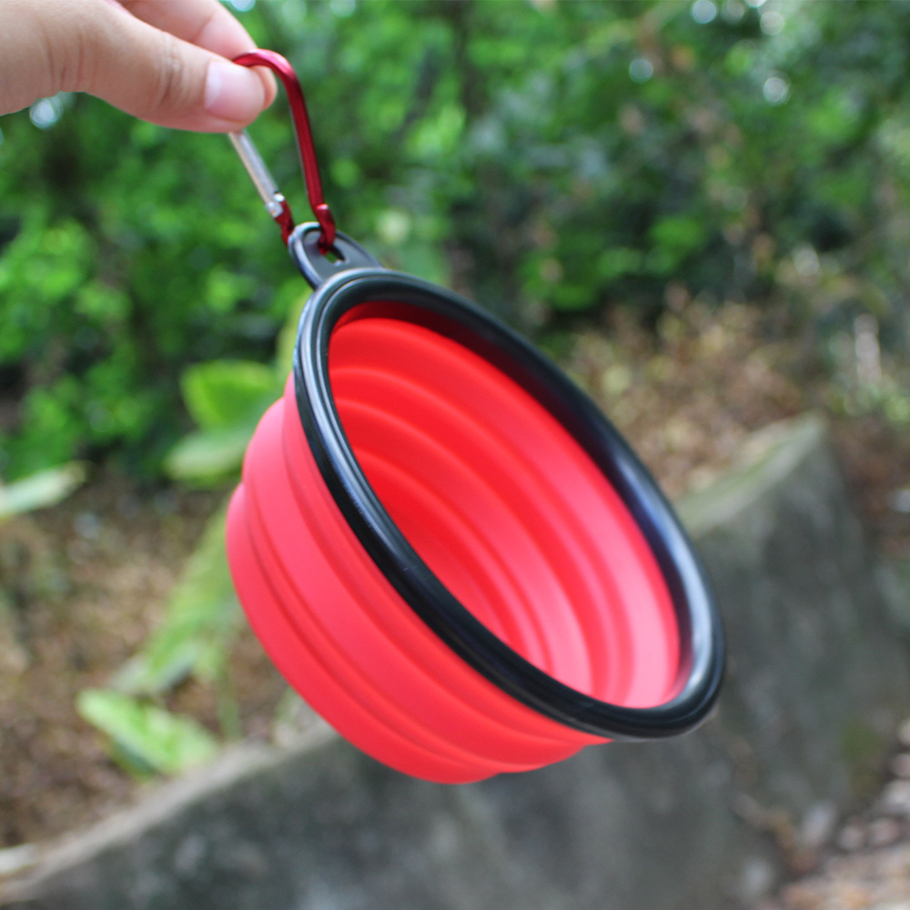Pet Dog Bowls Folding Portable Dog Food Container Silicone Pet Bowl Puppy Collapsible Bowls Pet Feeding Bowls with Climbing Buckle dh5783