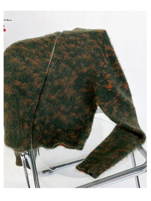 Women's Knits Tees Autumn Women Mohair Blend Zipper Knit Cardigan Female Long Sleeve Half Turtleneck Casual Knitted Jacket 230324