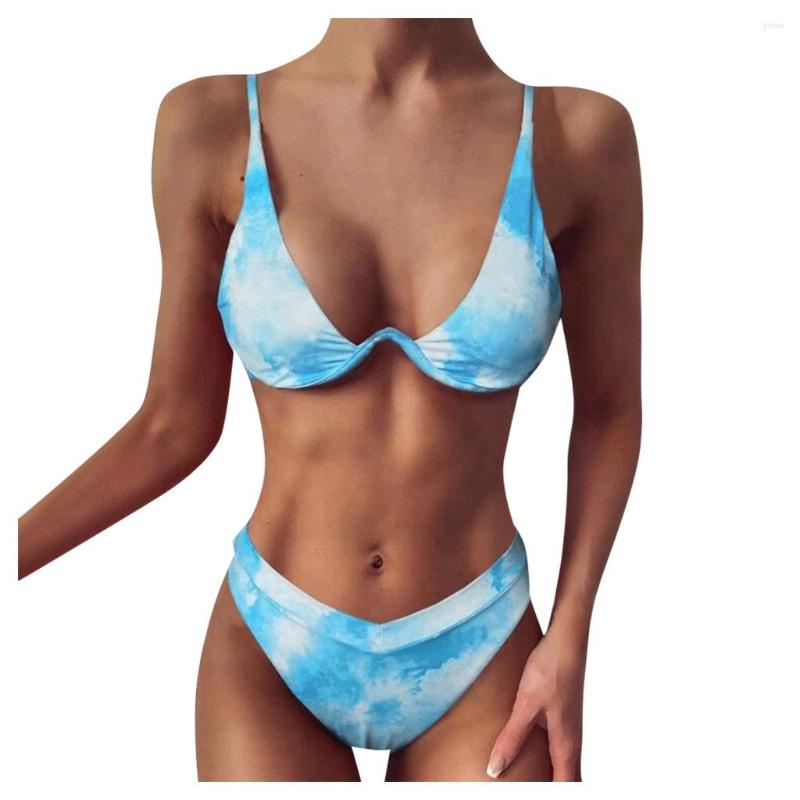Womens Swimwear Bikini Bodysuit Lady Sexy Steel Tot Dyed Print Swimsuit Girl