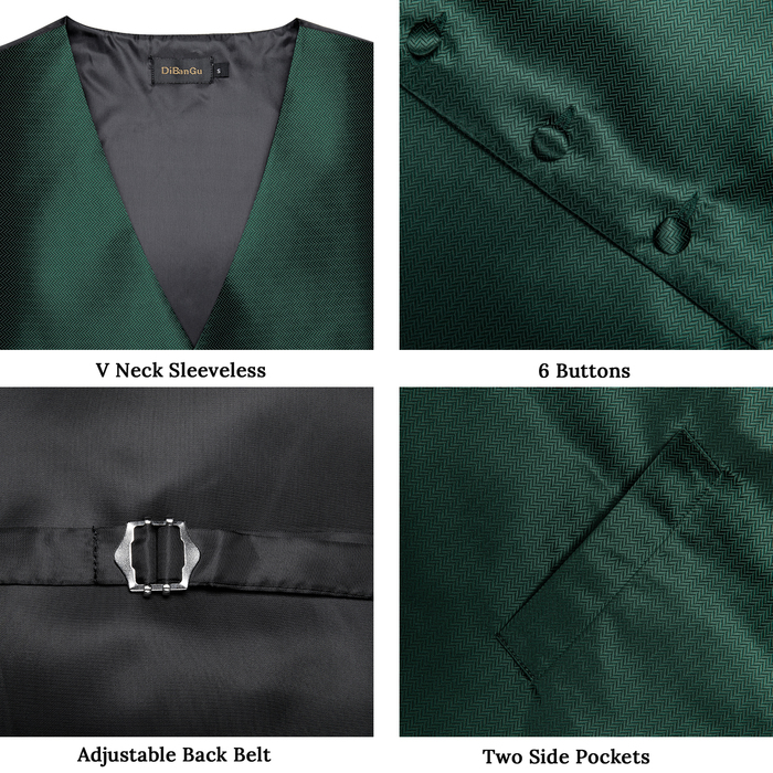Mens Vests Mens Suit Vest Neck Tie Set Wedding Party Dress Paisley Solid Green Silk Waistcoat Tuxedo Male Blazer DiBanGu 230323
