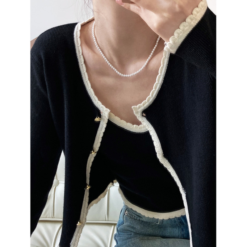 Women's Knits Tees Spring Women Two Pieces Set Contrast Short Knitted Cardigans Coat Vneck Sleeveless Slim Camisole Korean Tops 2023 230324