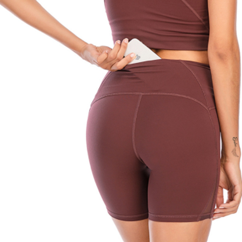 Women's Fiess Running Street Summer Women Net Splicing Feeling Naked Outside High Waist Breathable Yoga Shorts Pants