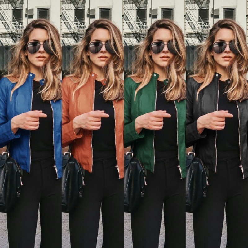 Women's Jackets Autumn and winter women's Europe America style street fashion PU leather shortstyle small jacket Multicolor optional 230324