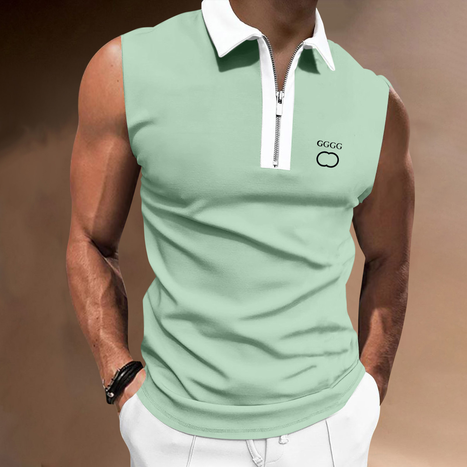 Men's T-Shirts European and American Fashion High Quality New Zip Open Collar Horse Shirt Sleeveless T-shirt, Photo style and color10
Men's T-Shirts European and American Fashion High Quality New Zip Open Collar Horse Shirt Sleeveless T-shirt, Photo style and color10