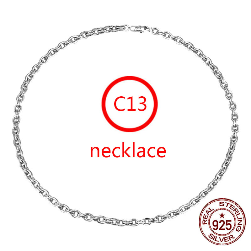 C13 S925 Sterling Silver Necklace Circle Letter Vintage Personality Trend Couple Long Style Punk Hip Hop Dance Gift for Lover