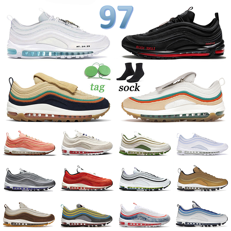 97 OG Sports Running Shoes 97s MSCHF x INRI Jesus Mens Women Sneakers Satan Golf NRG Celestial Gold Sail Treeline Sean Wotherspon Silver Bullet Trainers Outdoor 36-45, B36 no bees no honey 1 40-45
97 OG Sports Running Shoes 97s MSCHF x INRI Jesus Mens Women Sneakers Satan Golf NRG Celestial Gold Sail Treeline Sean Wotherspon Silver Bullet Trainers Outdoor 36-45, B36 no bees no honey 1 40-45