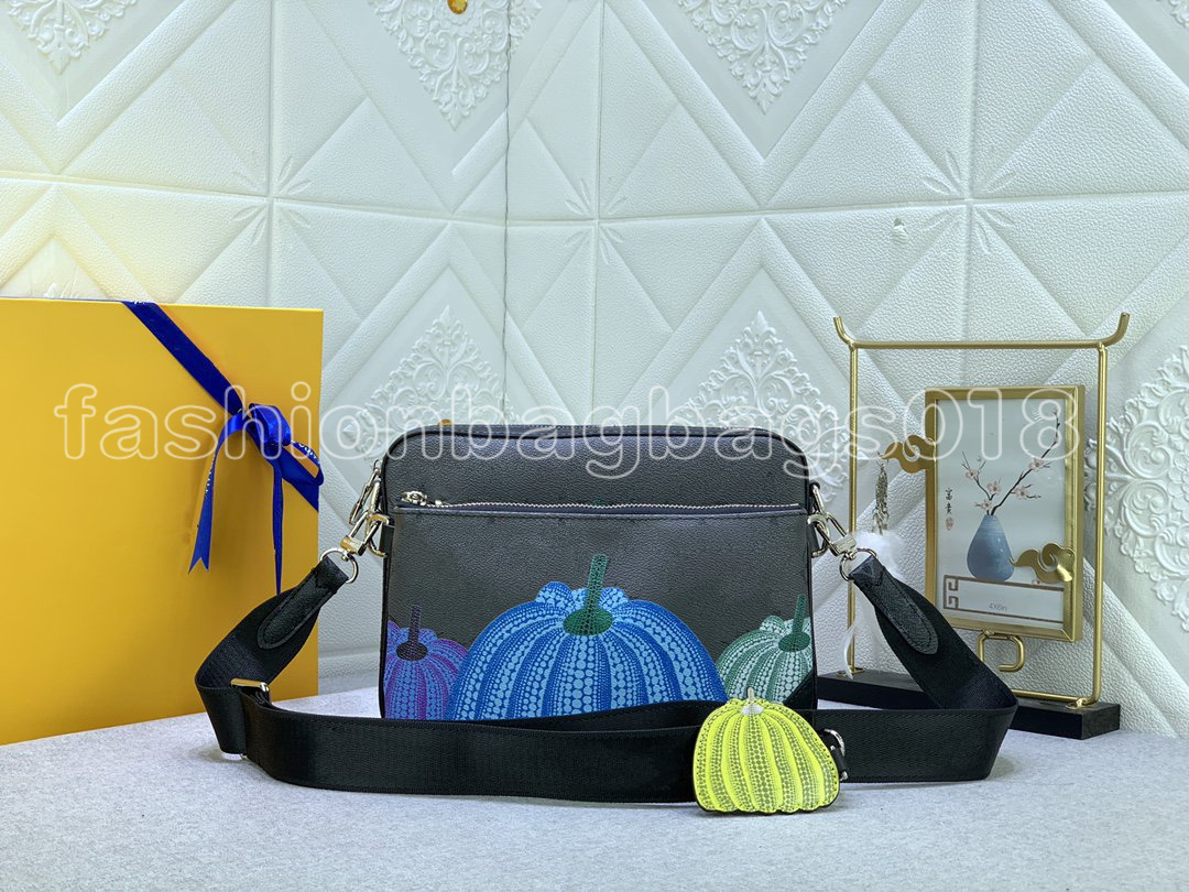 Japanese YK Trio Messenger Bag Designer Mens Luxury Monograms Floral Cross-body Bag Man Artist Pumpkin Shoulder Bag Grained Leather Satchel Bags Purse M46435 M69443