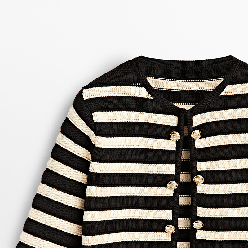 Women's Knits Tees Medainno 2023 Spring Fashion Women Striped Knitted Cardigans Coat Casual Versatile Sweater Slim Simple Tops Female Chic 230324