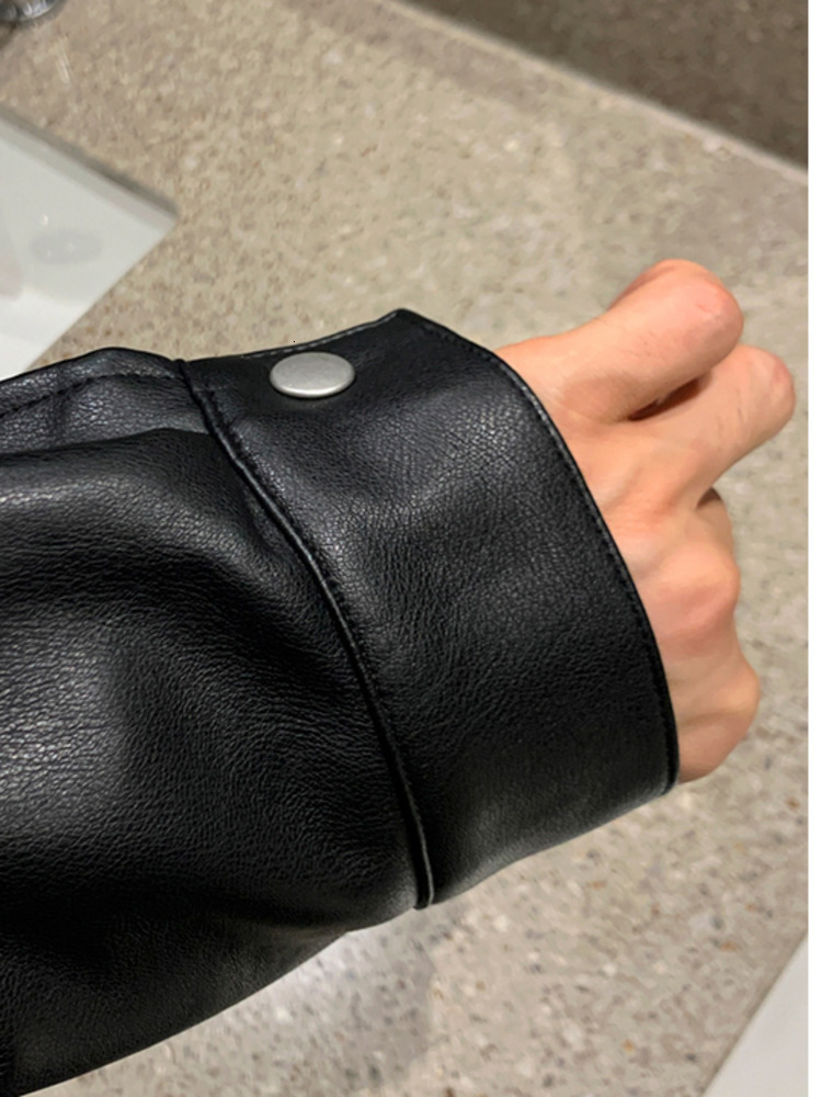 Men's Leather Faux IEFB Korean Chic Double Zipper PU Jacket 2023 Black Simple Trendy Lapel Autumn Coats Casual 9A1175 230324