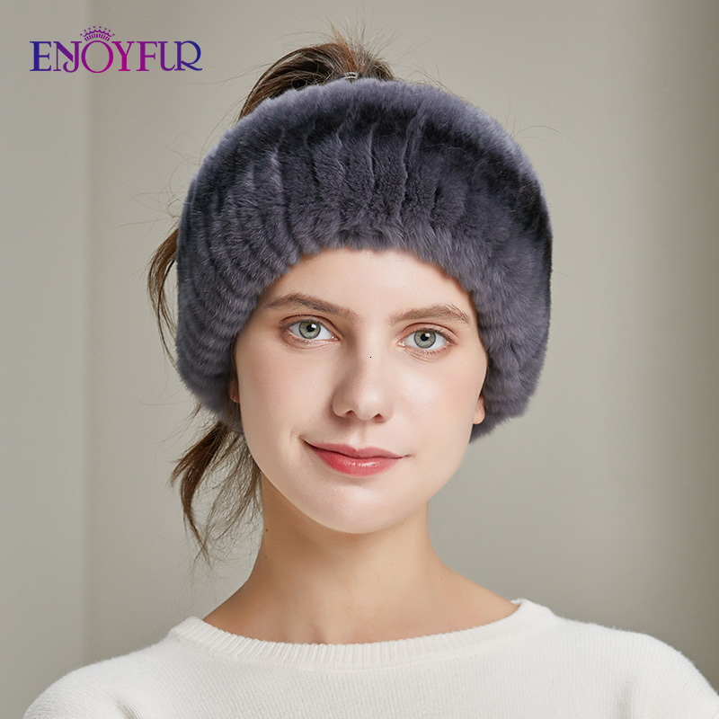 Headbands Winter fur headbands for women knitted rex rabbit fur scarf for women real fur head wrap ear warmer est fashion hairband 230323