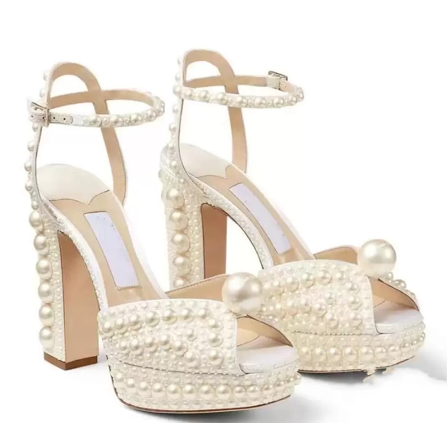 Elegant Pearls Wedding Shoes For Bride Women Peep Toe Ankle Wrap Bride Summer Sandals Lady Platform Chunky Heel Prom Party Shoes CL2075, Ivory
Elegant Pearls Wedding Shoes For Bride Women Peep Toe Ankle Wrap Bride Summer Sandals Lady Platform Chunky Heel Prom Party Shoes CL2075, Ivory