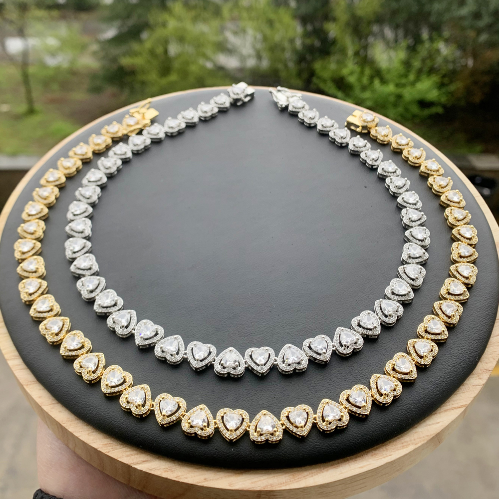 Heart Tennis Chain Choker Necklace Micro Paved Iced Out Bling Cubic Zirconia Luxury Heart Shaped Lovely Charm Short Necklace
Heart Tennis Chain Choker Necklace Micro Paved Iced Out Bling Cubic Zirconia Luxury Heart Shaped Lovely Charm Short Necklace