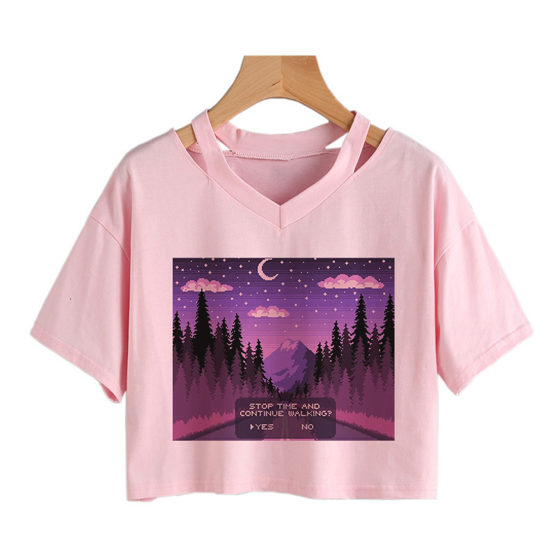 Womens TShirt Gothic clothes Japanese Cartoon print Size Tshirt Vintage Punk Crop top Harajuku Tee shirt shortsleeve Loose streetwear 230323