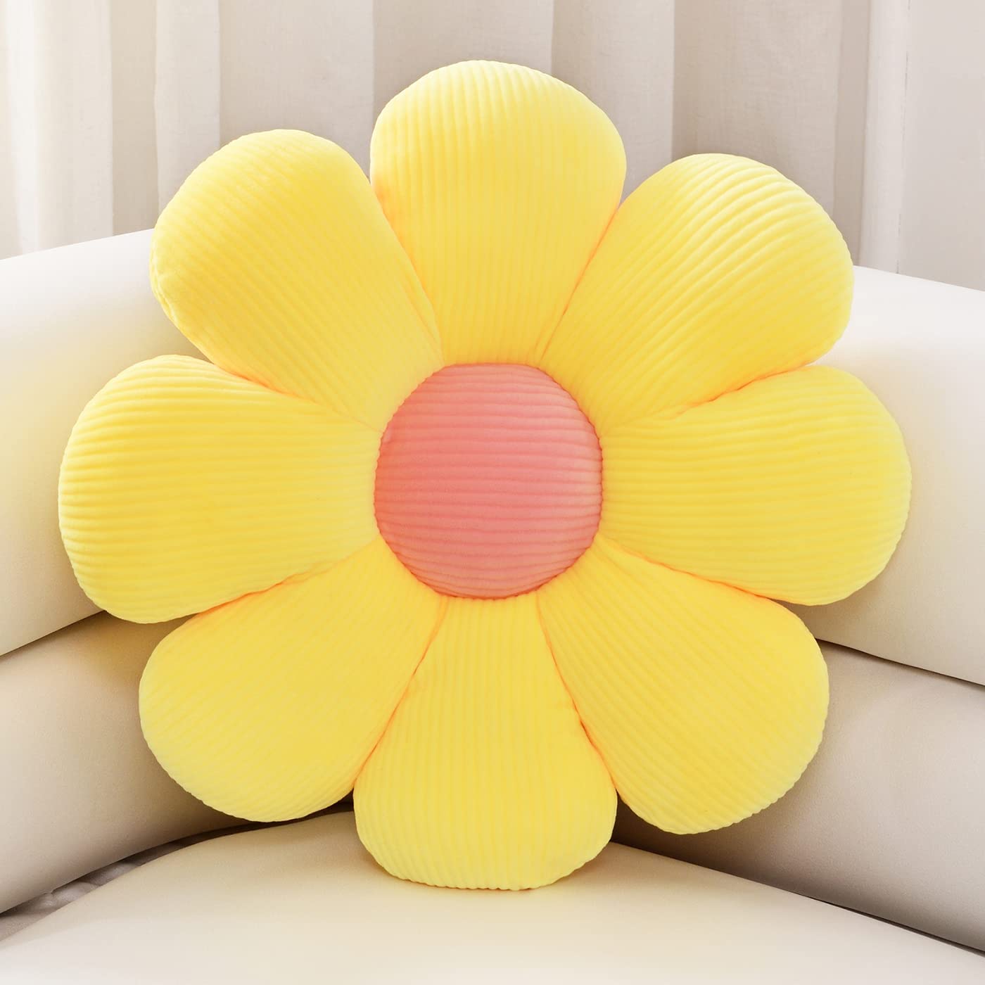 Flower Shaped Throw Pillow Butt Seating Cushion Flower Floor Pillow Daisy Flower Toy Plant Stuffed Doll For Kids Girls Gifts Stretch Sofa Cushion Floo
