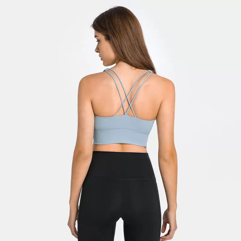 L-004 Double Cross Thin Straps Shockproof Sports Bras Yoga Vest Soft Tank Tops Gather Breathable Widened Hem Women Underwear With Removable Cups, Water blue grey
L-004 Double Cross Thin Straps Shockproof Sports Bras Yoga Vest Soft Tank Tops Gather Breathable Widened Hem Women Underwear With Removable Cups, Water blue grey
