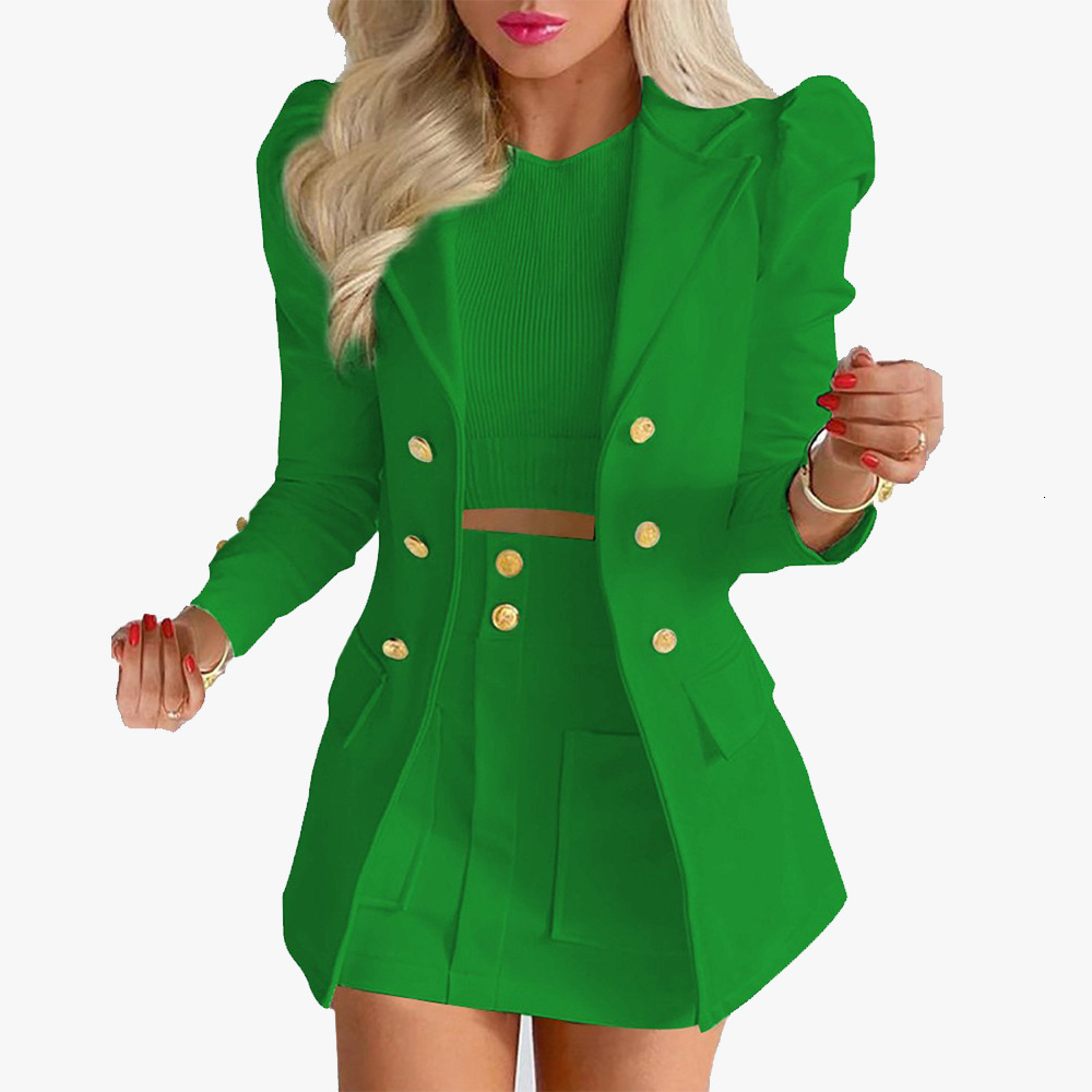 Two Piece Dress Floral Printing Blazer Women's Sets Long Sleeve Casual Top Aline Short Skirt Office Lady Suit Outfits Female 230324