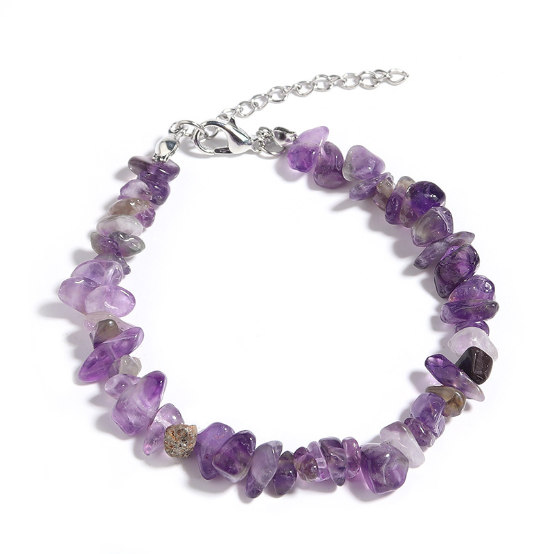 Irregular Natural Gem Stone Bracelet Chip Beads Nuggets Fluorite Amethyst Rose Crystal Quartz Bracelets Bangles for Women