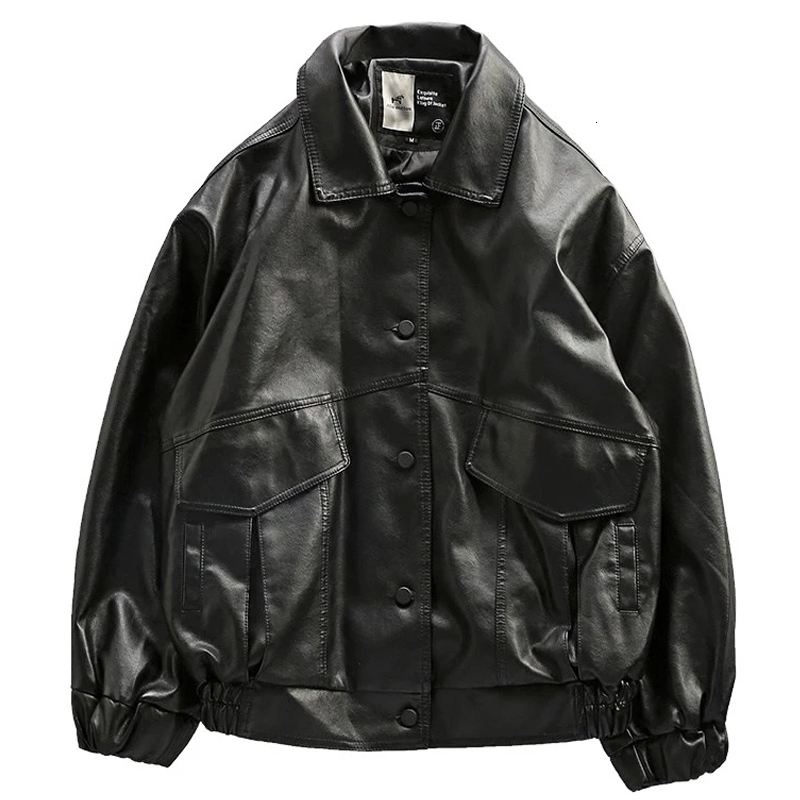 Men's Leather Faux Jacket Men Autumn Fleece Motorcycle PU Leahter Male Turndown Collar Casual Windbreaker Ropa De Hombre Coat 3XL 230324
