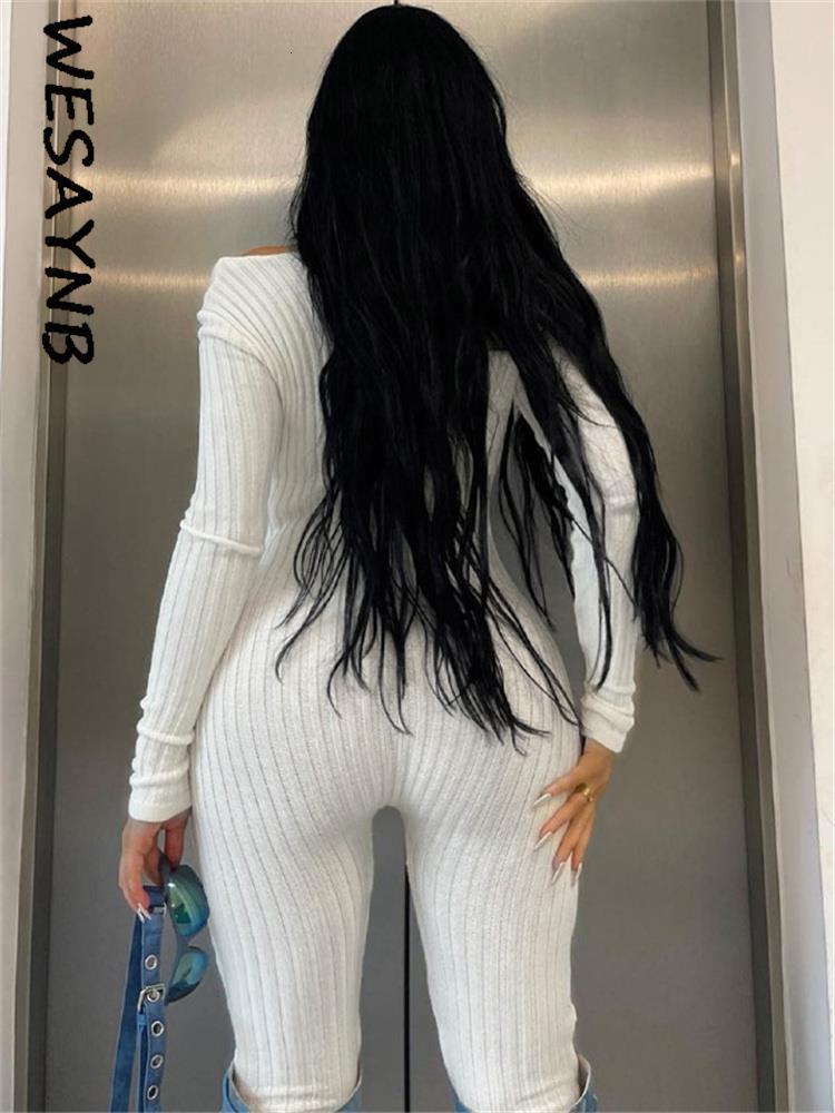 Women's Jumpsuits Rompers y2k Fall Outfits Casual Sexy Jumpsuits Women Long Sleeve Bodycon Rompers Jumpsuits Ladies White Green Overalls 230323