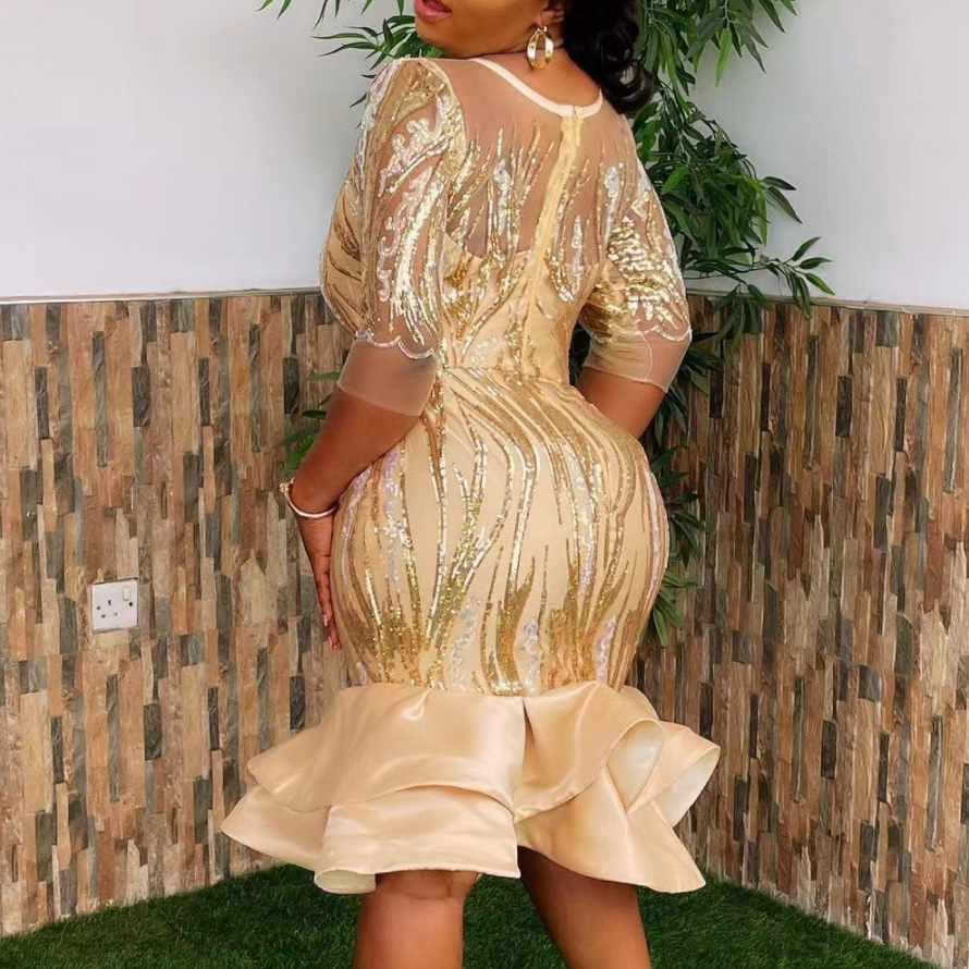 Ethnic Clothing African Dresses for Women Plus Size Africa Clothes Dashiki Ankara Sequin Outfits Evening Gown Turkey Muslim Wedding Party Dress 230324
