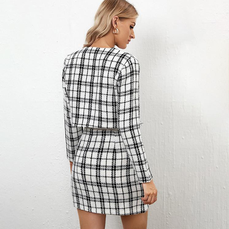 Two Piece Dress Fashion Women Work Skirt Suits Autumn Winter Casual Long Sleeve Jackets High Waist Mini Button Bud Elegant Crop Coats 230324